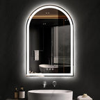 Arched LED Mirror for Bathroom 24"x36"- Frameless Lighted Bathroom Mirror by OUMUSUMIRROR
