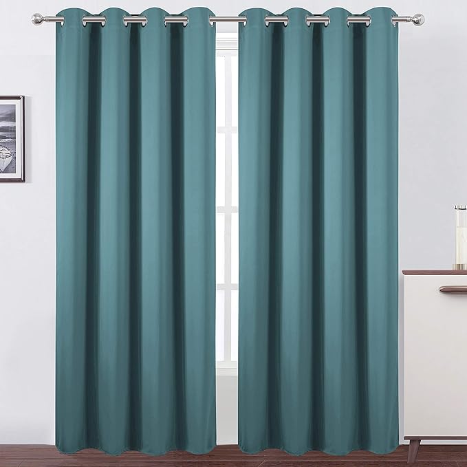 LEMOMO Blackout Curtains 66 x 95 inch/Sea Teal Curtains Set of 2 Panels/Thermal by Lemomo