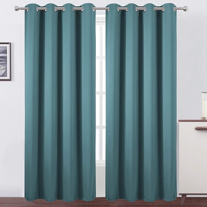 LEMOMO Sea Teal Thermal Blackout Curtains/52 x 108 Inch/Set of 2 Panels Room by Lemomo