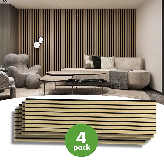 Art3d 4-Pack 12" x 93" Soundproof Wood Slat Panels, 31 sq.ft Acoustic Wall - Image 2