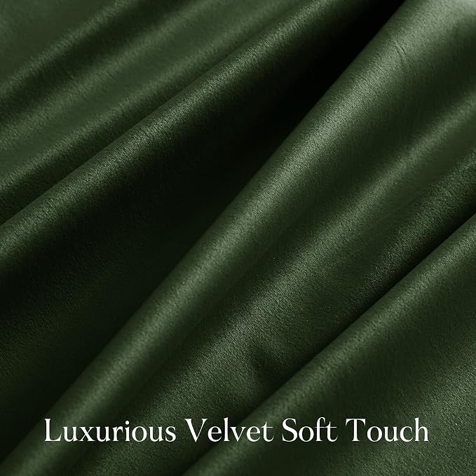 NICETOWN Olive Green 63 inch Long Velvet Curtains - Image 6