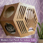 Modern Hexagonal Cat Wall Shelf System, 6-Piece Wood Wall Mounted Cat Furniture - Image 2