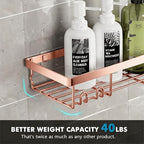 Moforoco Shower Caddy Shelf Organizer Rack, Self Adhesive Black Bathroom - Image 5
