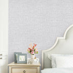 Light Grey Grasscloth Peel and Stick Wallpaper, Vintage Textured Contact Paper - Image 2
