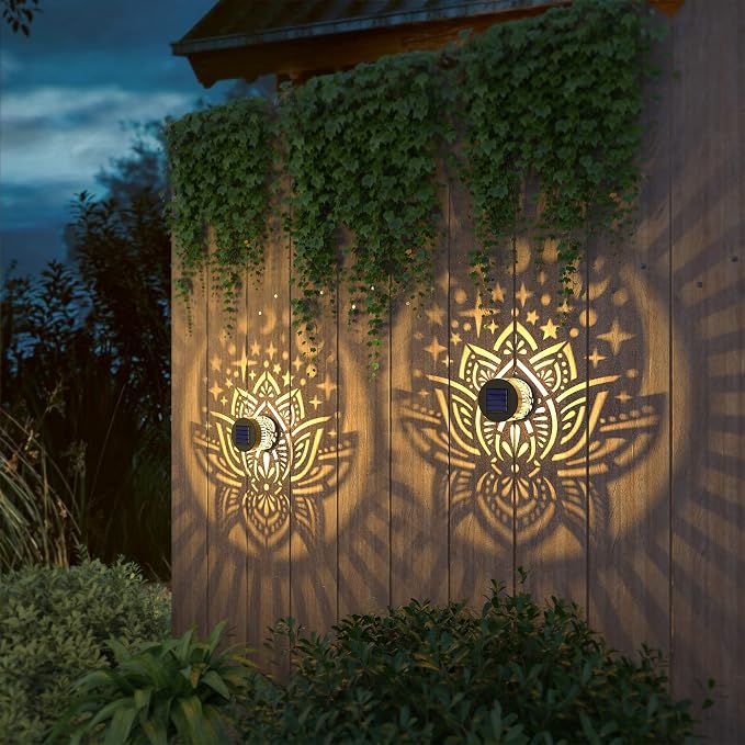 gardencave 2 Pack Solar Fence Lights Metal Solar Powered Outdoor Wall Deck - Image 7