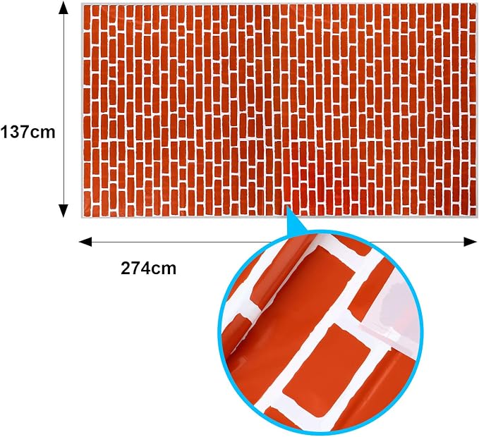Chuangdi 2pcs 4.5 x 9 Feet Brick Wallpaper Peel and Stick Backdrop Tablecloth - Image 2