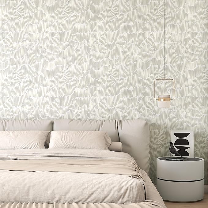 Theper Beige Modern Striped Peel and Stick Wallpaper Boho 17.3"×590" Self - Image 6