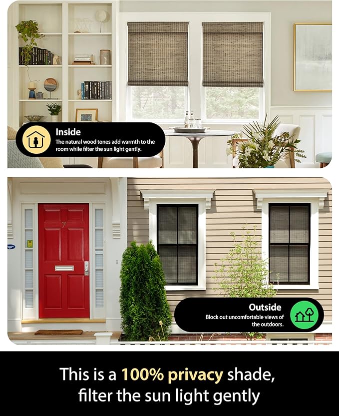 UNISHADES Cordless Bamboo Roman Shades - Image 2