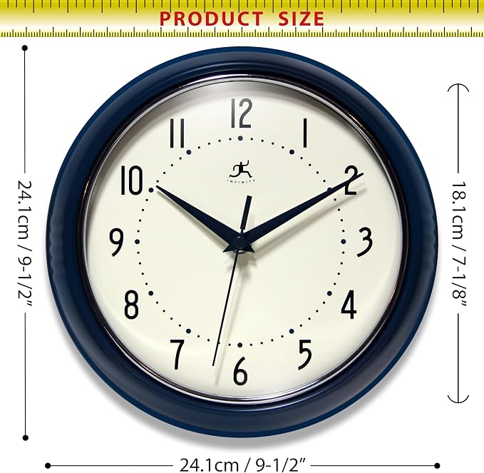 Infinity Instruments Retro 9.5 Inch Round Indoor Wall Clock - Image 7