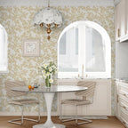 Ismoon Floral Wallpaper Peel and Stick Vintage Flower Beige and Gold Contact - Image 8