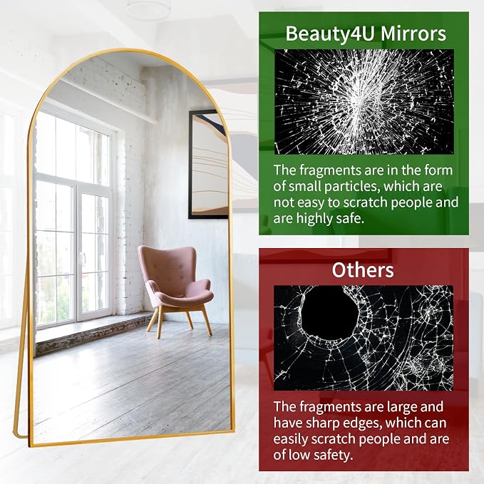Beauty4U 76" x 37" Arched Full Length Mirror - Image 4