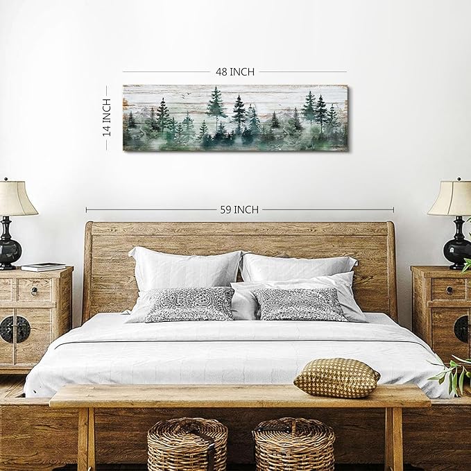 Farmhouse Pine Tree Wall Art Forest Picture Wall Decor Rustic Wood Mountain - Image 3
