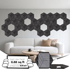 Mollywell Acoustic Panels, PVC Wood-Grain, 14x12 Inch Hexagon Carved Sound - Image 2