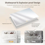 48 x 30 Beveled Bathroom Mirror, Shatterproof Rectangle Mirror, Metal Framed - Image 7