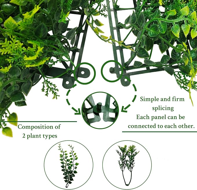 ODTORY Artificial Plants Hedge Wall Panels：20x20 Inch 16P UV-Anti Greenery - Image 3