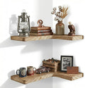 16 Inch Solid Wood Floating Corner Shelves 3 Pack by Unknown