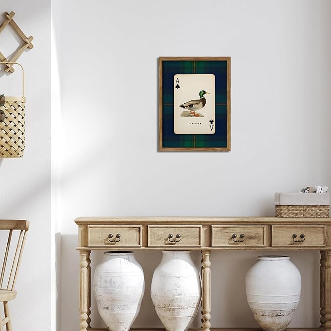 Framed Vintage Mallard Duck Wall Art, Country Lucky Duck Wildlife Poker Wall - Image 8