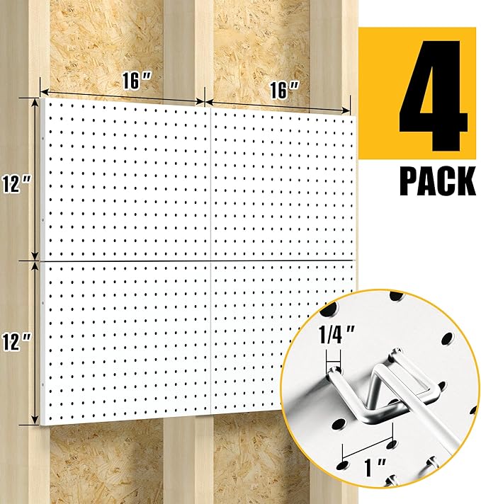 Spampur Peg Board, 4 Pack Metal Pegboard Panels - Image 3