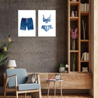 Liyark Set of 2 Retro Navy Blue And White Swimsuit Art Posters Beach Bathing - Image 5