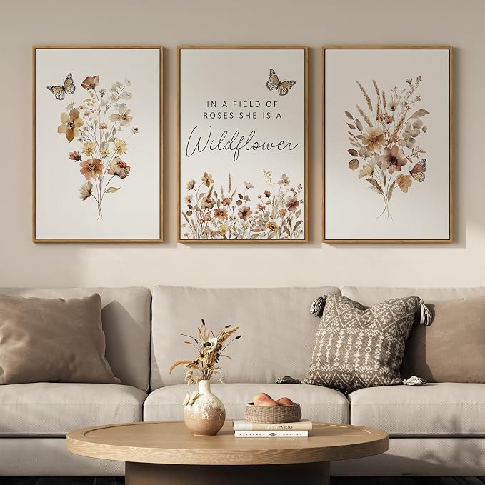 Framed Vintage Wildflower Canvas Wall Art - Image 3