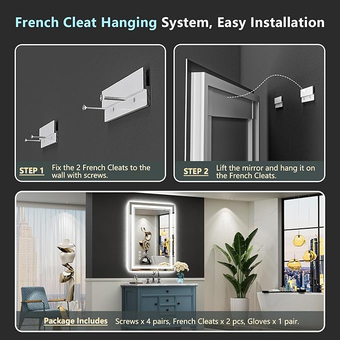 20x28 LED Bathroom Mirror with Lights, Backlit and Front Lit Anti-Fog Lighted - Image 9