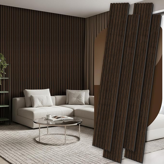 4 Pack Wood Panels for Wall, 106.3" × 11" Wood Slat Acoustic Panels for Wall by Ritollo