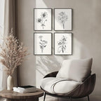 Framed Black and White Floral Wall Art - Image 4