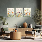 LLEEMPI Framed Watercolor Floral Wall Art Set of 3, Colorful Wildflower Wall - Image 2
