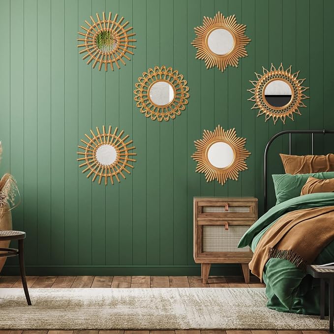 Namalu 6 Pcs Sunburst Mirror for Wall Decor, Small Circle Sun Decorative Mirror - Image 7