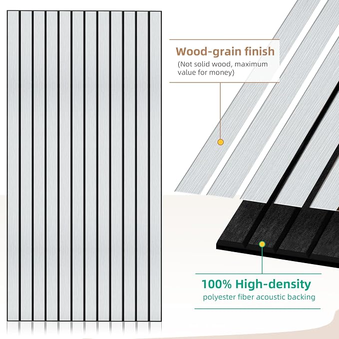 Wood Veneer Sound Panels, 10 Pack 47.2”x23.6” Wall Panels, Decorative Acoustic - Image 3
