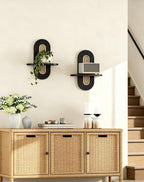 Floating Shelves for Wall, Boho Home Wall Decor, Rattan Plant Shelf Set of 2 - Image 9