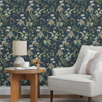 Simon&Siff Vintage Peel and Stick Wallpaper Blue Floral Wallpaper Wildflowers - Image 7