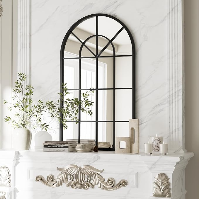 Dewfig Arch Wall Mirror Mounted Decorative, Arched Window Pane Mirror by YourSpacePerfectlyReflected