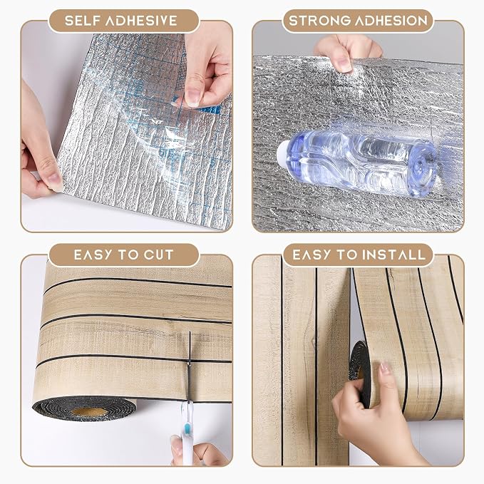 VEELIKE Sand Birch Wood Wall Panels Peel and Stick Distressed Wood Grain Slat - Image 8