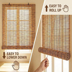 Bamboo Blinds Outdoor Patio, Natural Retro Reed Roll Up Shades - Image 6