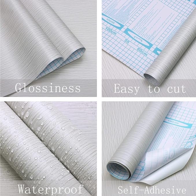 Heroad Peel and Stick Wallpaper Wood Contact Paper Wood Wallpaper Light Grey - Image 4