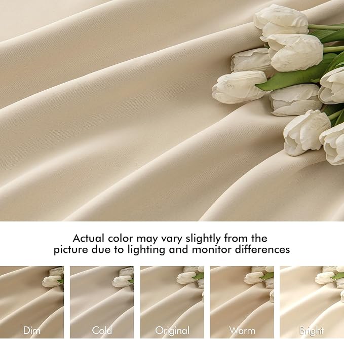 MIULEE Cream Beige Back Tab Light Blocking Curtains 72 Inch Length 2 Panels Set - Image 8