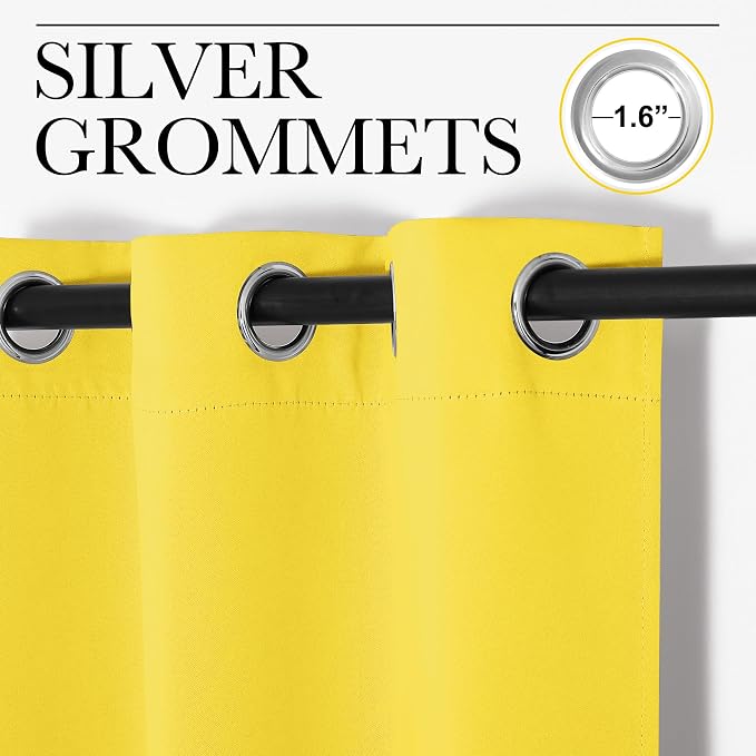 NICETOWN Bright Yellow Curtains 90" Long - Image 3