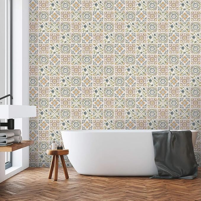 Wudnaye Bohemian Wallpaper Peel and Stick Faux Tile Contact Paper 17”×196” Tile - Image 7