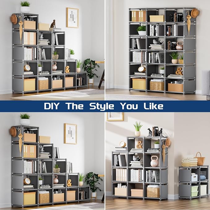 Mavivegue Bookshelf, 18 Cube Storage Organizer, Extra Large Book Organizer - Image 3