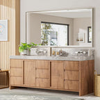 72 x 36 Brushed Nickel Bathroom Mirror, Beveled Framed Rectangle, Shatterproof - Image 6
