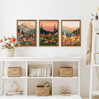 WRFON Botanical and Flower Canvas Wall Art, Framed Mountain Landscape Wall Art - Image 4
