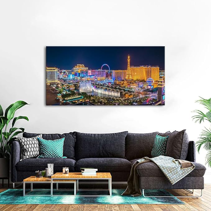 AIYISU Las Vegas Wall Art Skyline Cityscape Picture Wall Decor City Lconic - Image 4