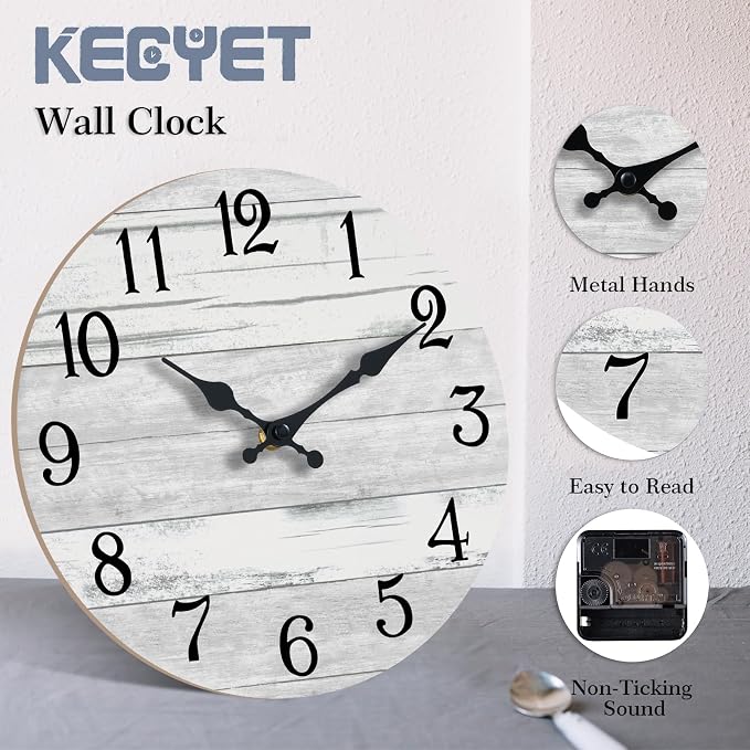 KECYET Wall Clock Battery Operated 14 Inch Large Gray Silent Non Ticking - Image 5