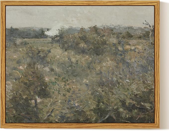 InSimSea Framed Canvas Wall Art, Vintage Landscape Painting, Rustic Nature by InSimSeaArt