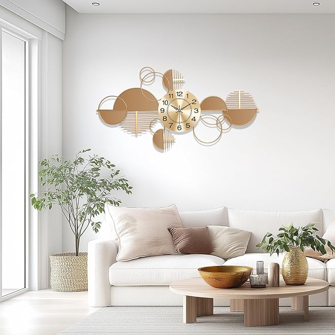 Large Wall Clock, Modern Silent Non-Ticking Metal Wall Art Wall Clocks Battery - Image 7