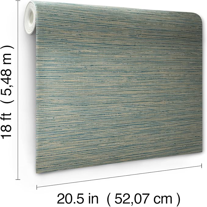 RoomMates Teal Dimensional Grasscloth Peel and Stick Wallpaper, RMK12684PLW - Image 6