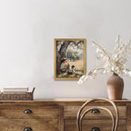 Wood Framed Canvas Wall Art, Vintage Boy and Dog Painting Poster, Countryside - Image 9