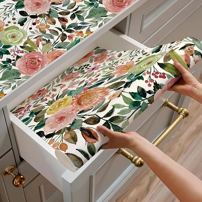 Floral Pattern Self-Adhesive Contact Paper, Oil and Water Resistant Drawer - Image 9