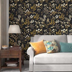 Laatse Vintage Wallpaper Peel and Stick Black Floral Wallpaper 17.5'' x 393'' - Image 4